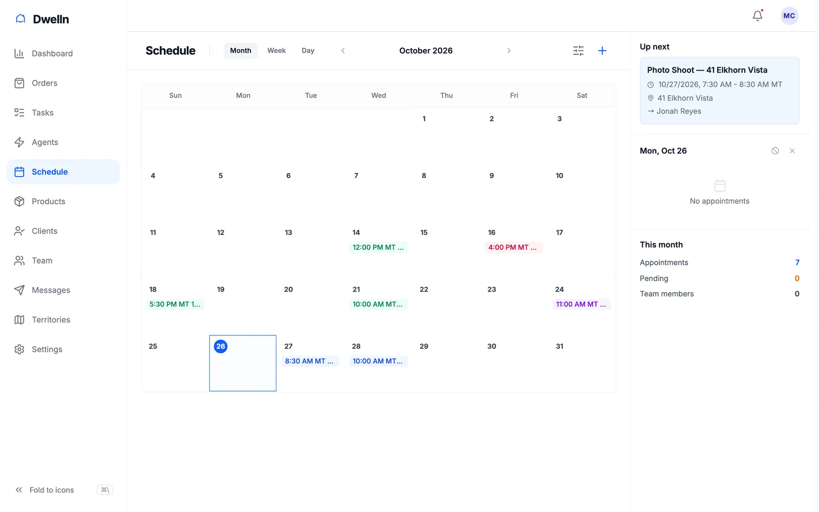 The schedule in Dwelln