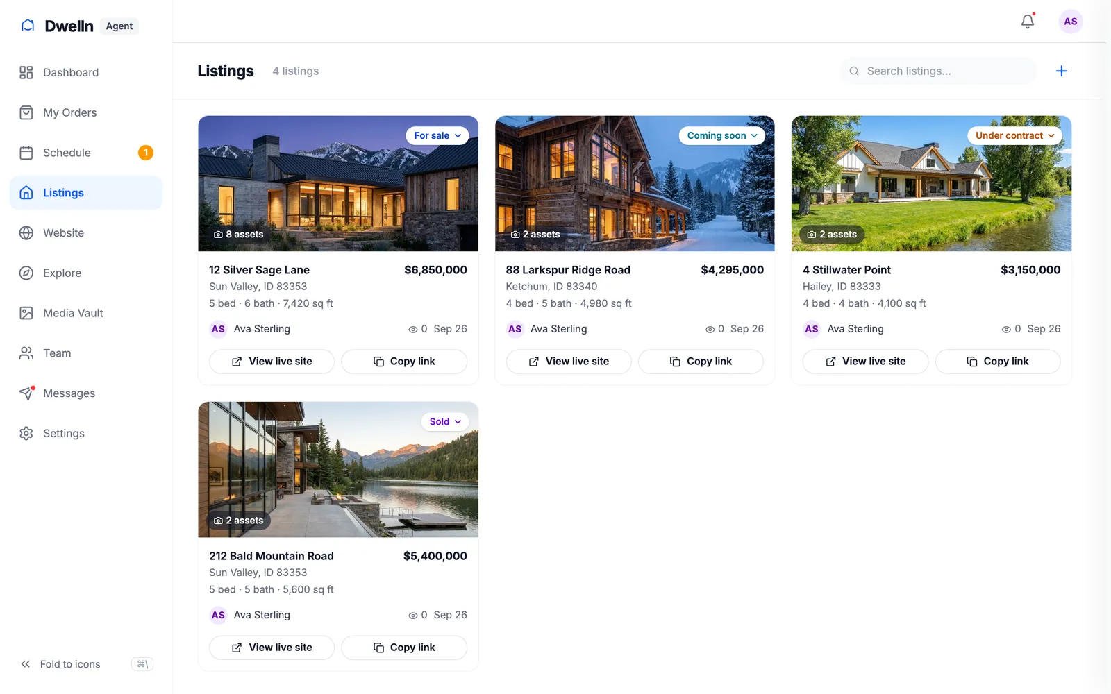 An agent’s listings in Dwelln