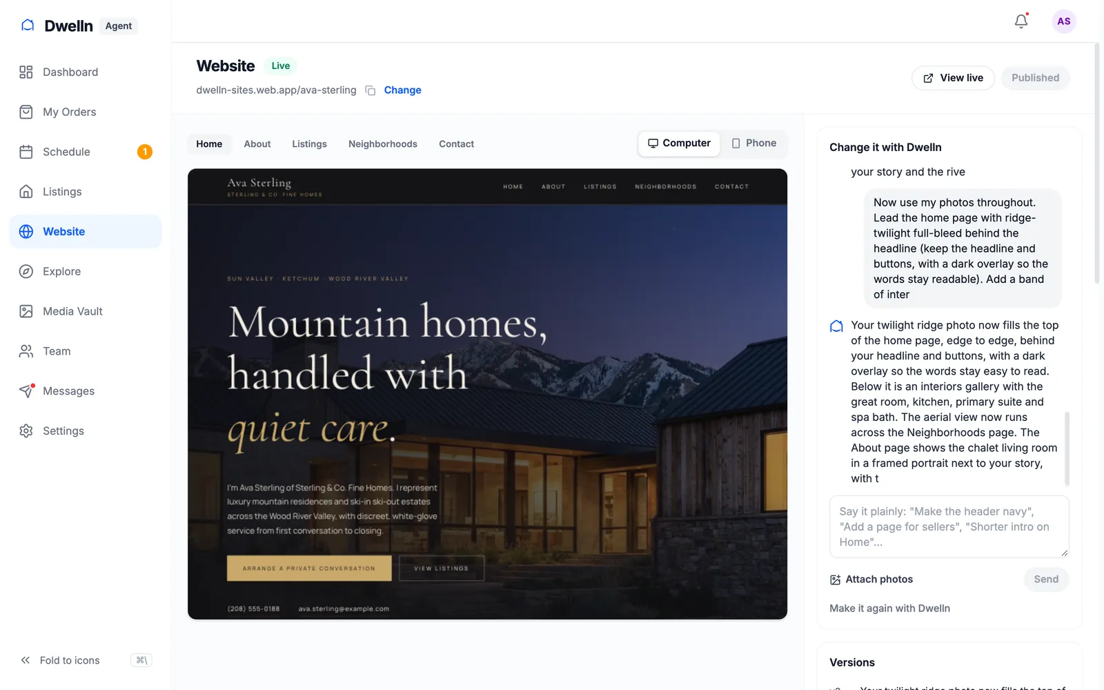 Ava Sterling’s website, made by talking to Dwelln
